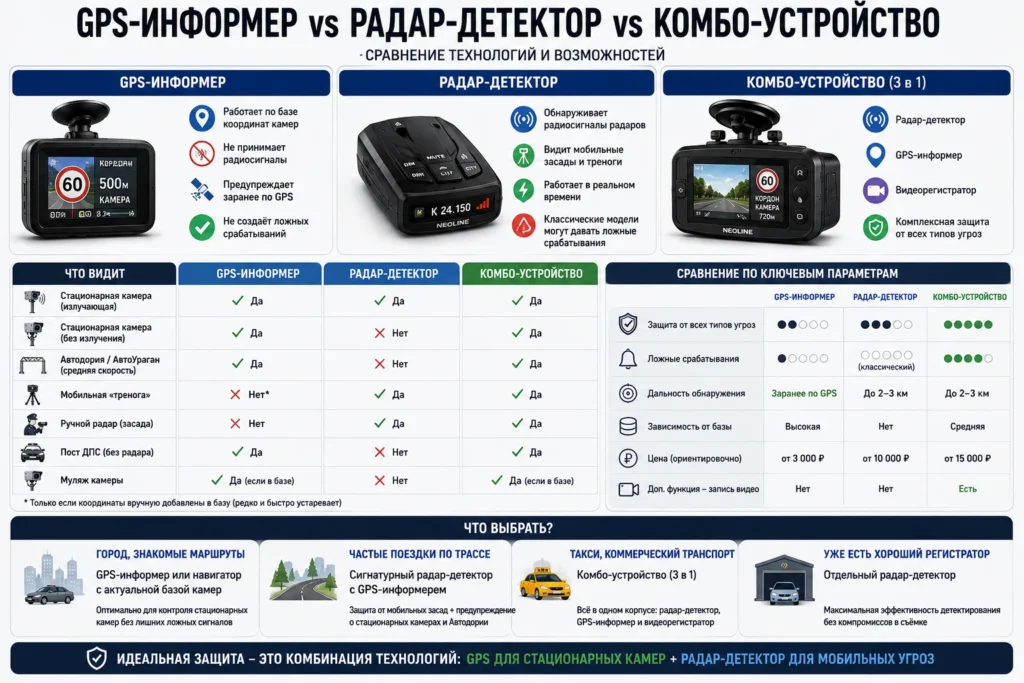 Что видит GPS-информер, а что — радар-детектор