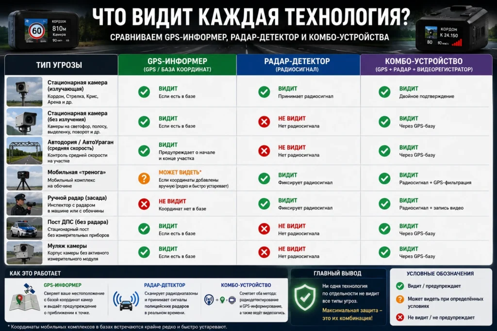 Что видит каждая технология