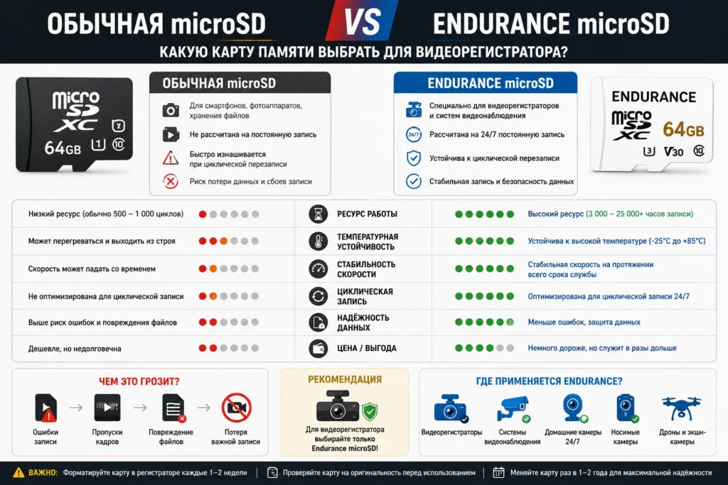 Обычная microSD vs Endurance