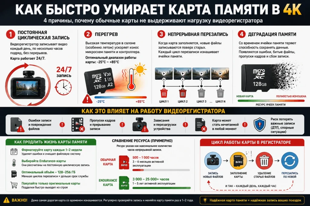 Как быстро умирает карта в 4K