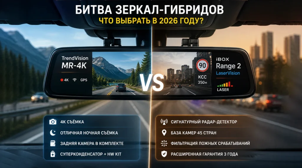 TrendVision MR-4K vs iBOX Range 2: битва зеркал-гибридов в 2026 году