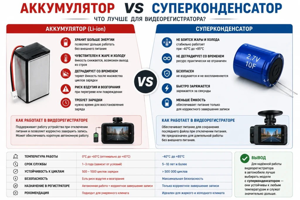 Почему регистраторы с суперконденсатором надёжнее