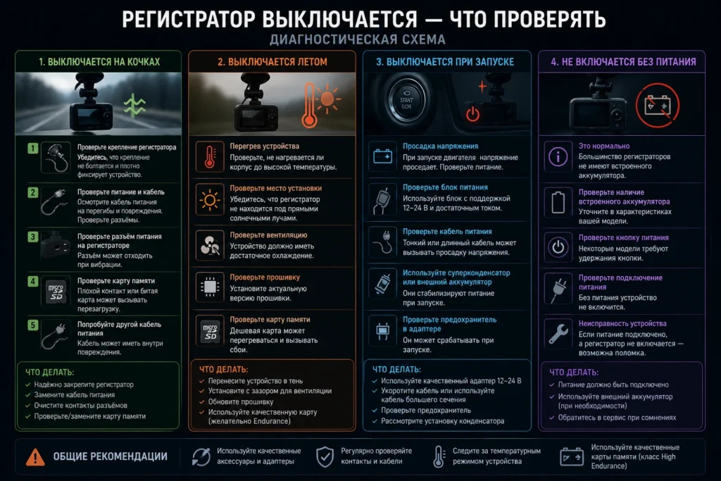 Регистратор выключается - что проверить