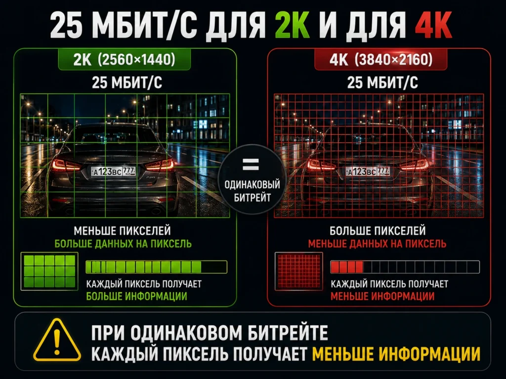 25 Мбит/с для 2K и для 4K