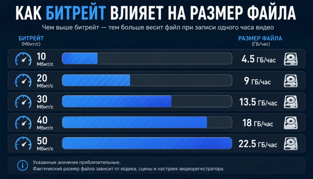 Как битрейт влияет на размер файла