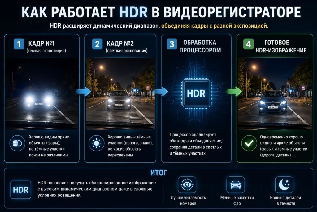 Как работает HDR в видеорегистраторе
