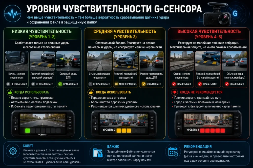 Памятка по настройке — таблица выбора чувствительности для разных условий эксплуатации.