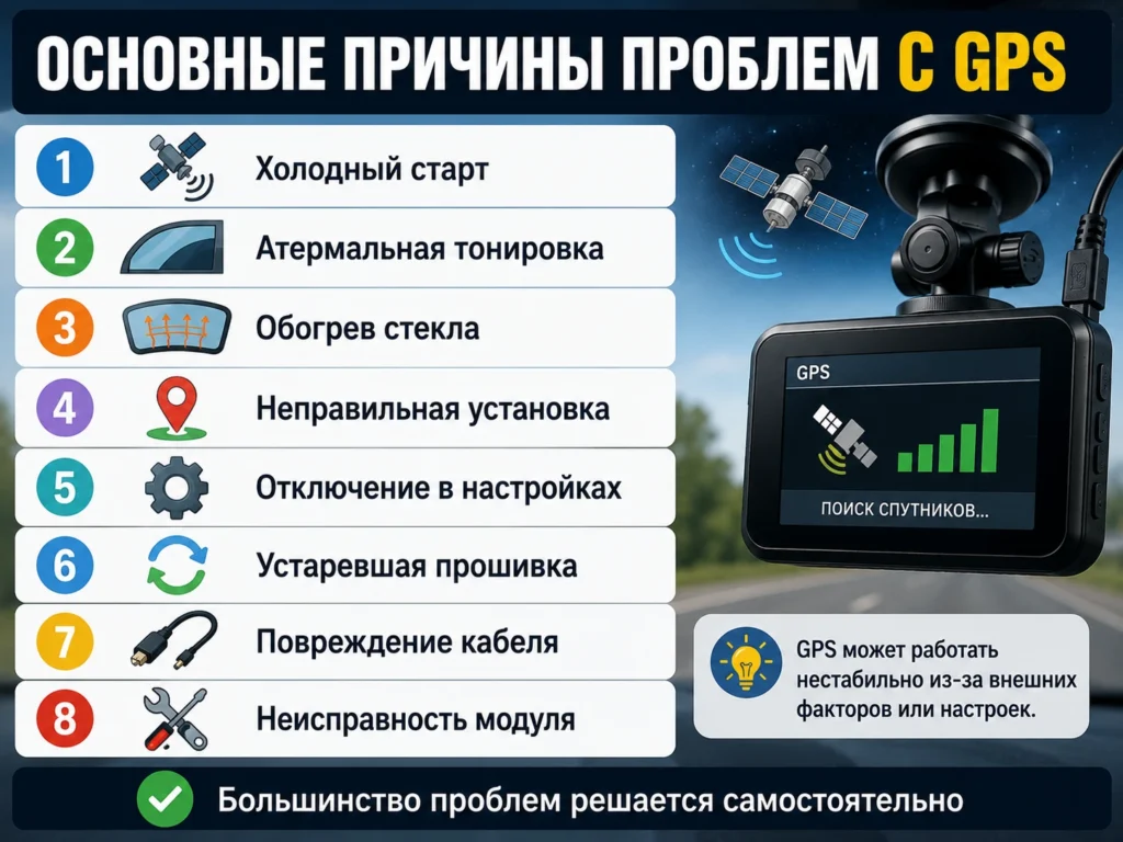 Основные причины проблем с GPS