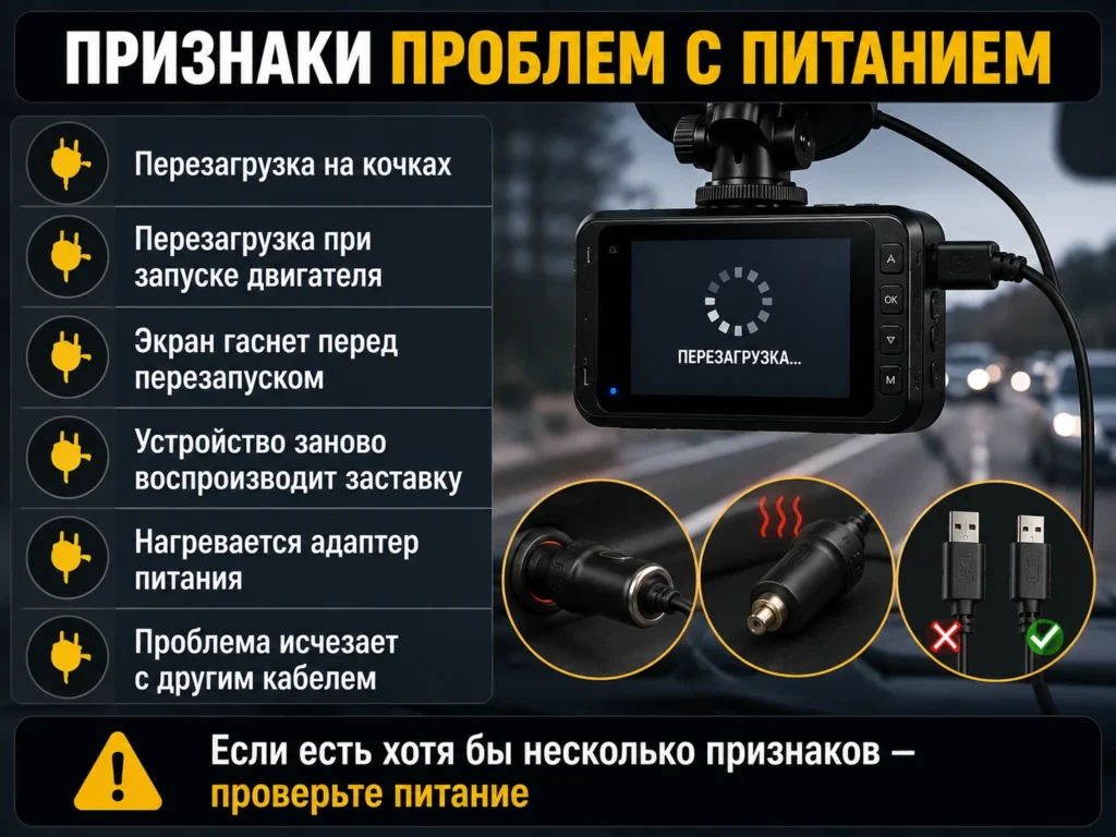 Признаки проблем с питанием