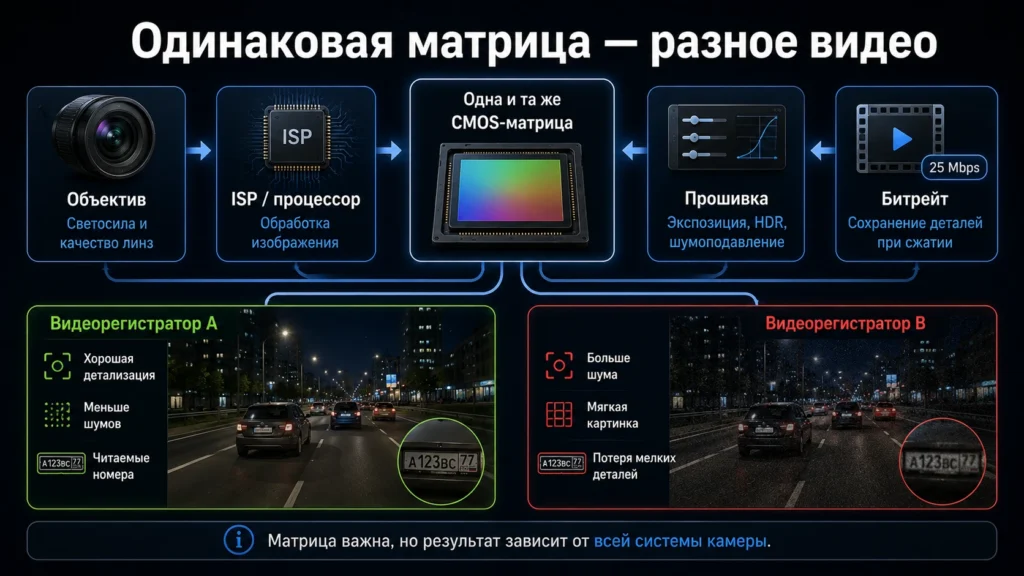 Почему одна и та же матрица снимает по-разному