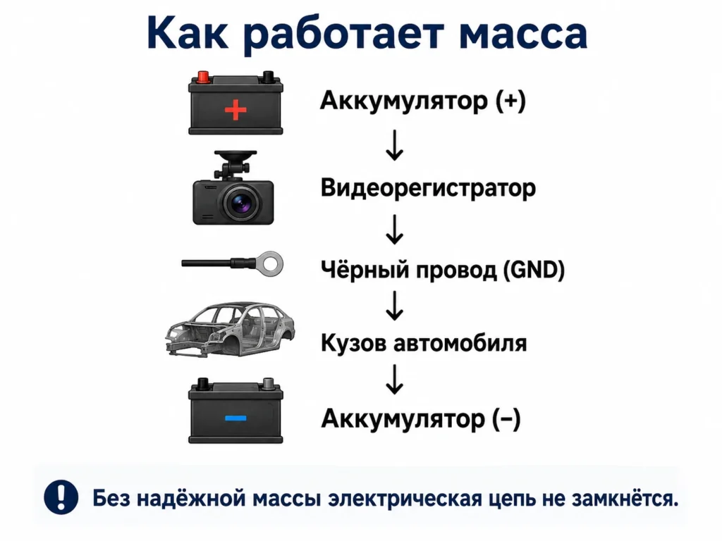 Как подключить массу видеорегистратора (GND)