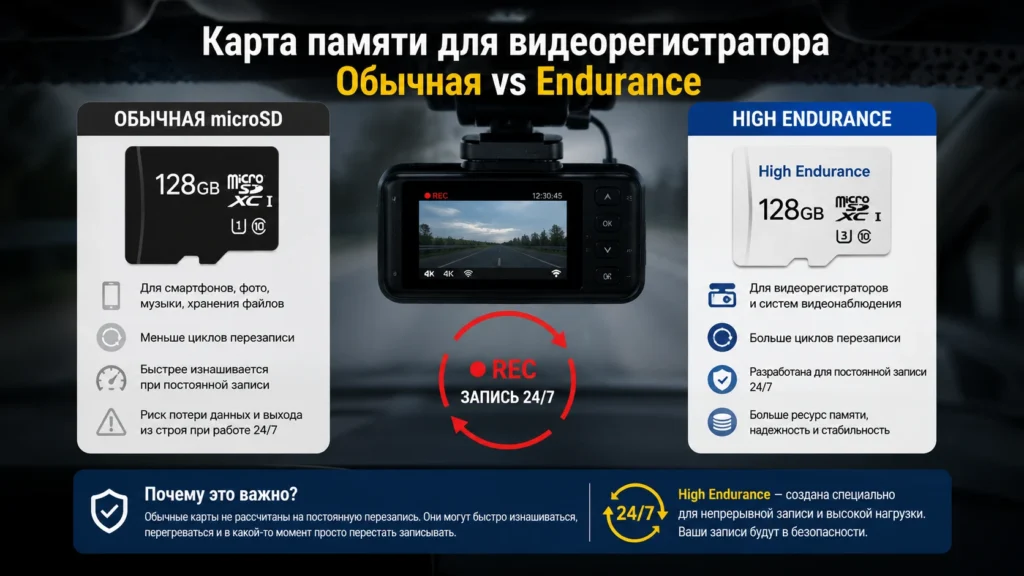 Карта памяти для видеорегистратора: обычная vs Endurance