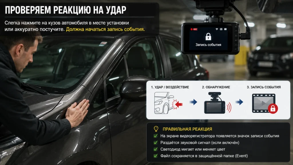Проверка срабатывания парковочного режима