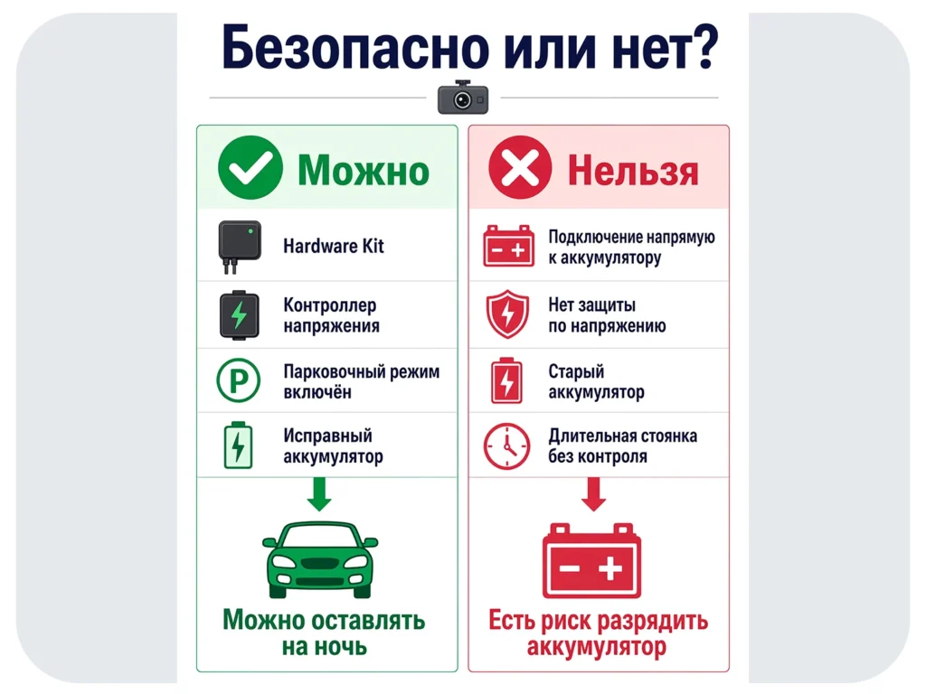 Когда можно оставлять регистратор включённым