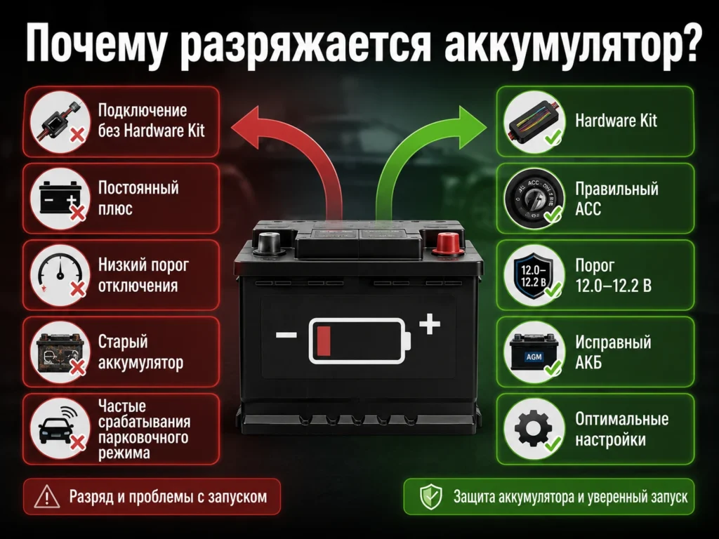 Почему разряжается аккумулятор?