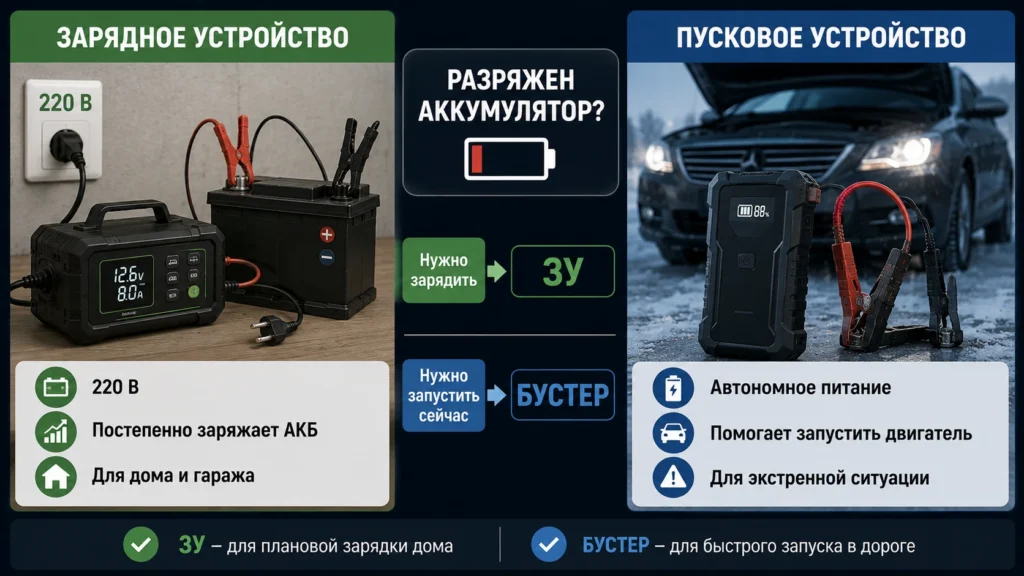 ЗУ vs бустер