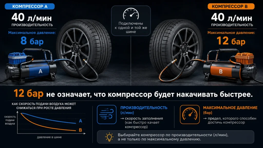 Производительность vs максимальное давление