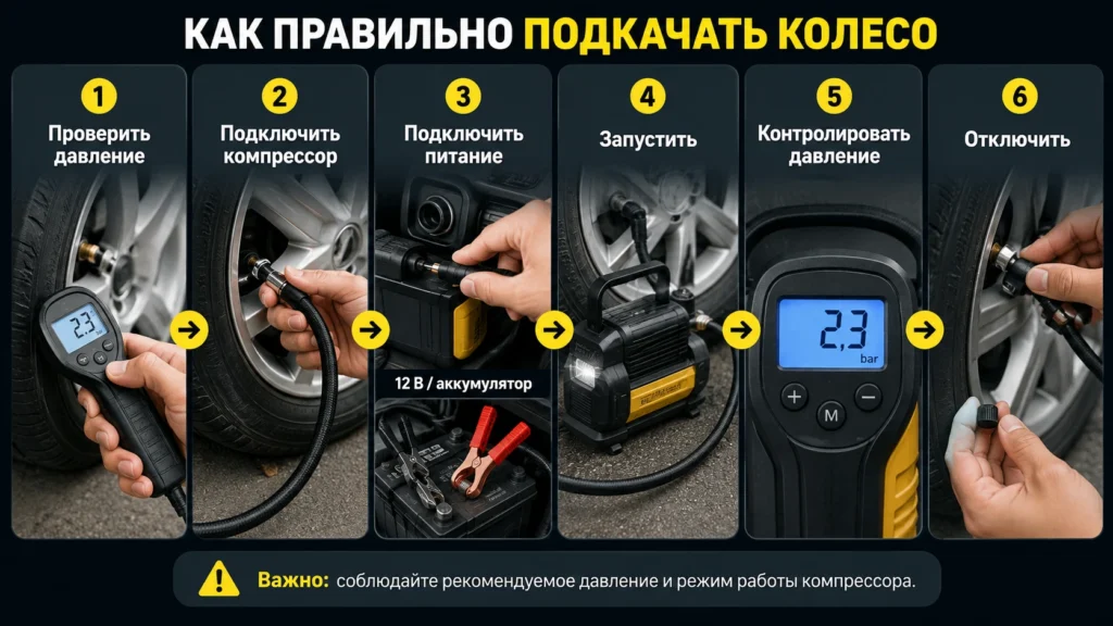 Как подкачать колесо